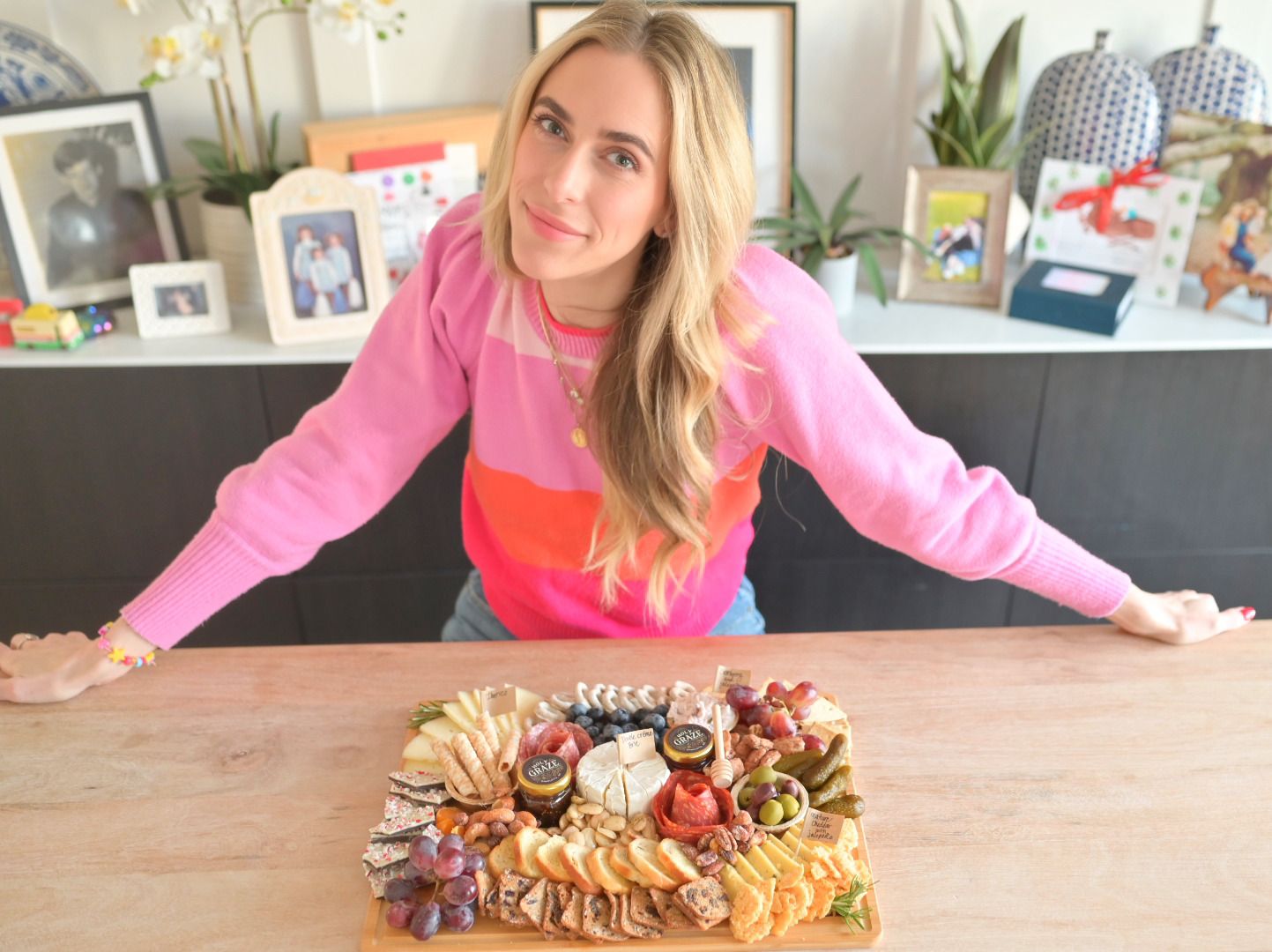 Holy Graze's founder, Jules Joslyn, with a custom made charcuterie board.